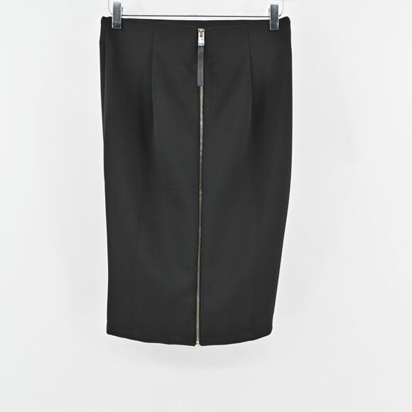 CATHERINE MALANDRINO‎ Skirt Size 4 Black Zip Back Knee Length Pencil Corpcore - Picture 4 of 11
